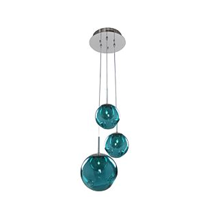 Meteor Three Light Pendant in Chrome by Kalco