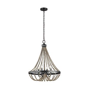 Generation Lighting Oglesby 4-Light LED Rustic Chandelier in Washed Pine