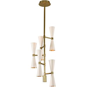 Milo LED Chandelier in White and Vintage Brass by Kalco