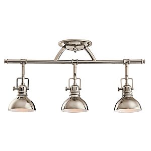 Hatteras Bay Three Light Rail Light in Polished Nickel by Kichler