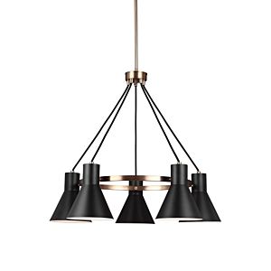 Sea Gull Towner 5 Light Chandelier in Satin Brass