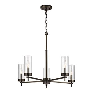 Zire Five Light Chandelier in Brushed Oil Rubbed Bronze by Visual Comfort Studio