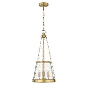 Z-Lite Prescott 3-Light Pendant Light In Rubbed Brass