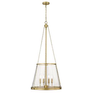 Z-Lite Prescott 4-Light Pendant Light In Rubbed Brass