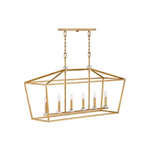 Hinkley Stinson 6-Light Linear Chandelier In Distressed Brass