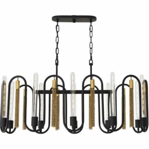 Darden Ten Light Pendant in Matte BlackAntique Gold by Varaluz