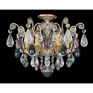 Renaissance Rock Crystal Six Light Semi Flush Mount in Antique Pewter by Schonbek