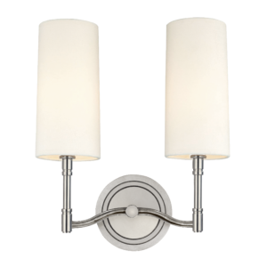 Dillon Two Light Wall Sconce in Polished Nickel by Hudson Valley