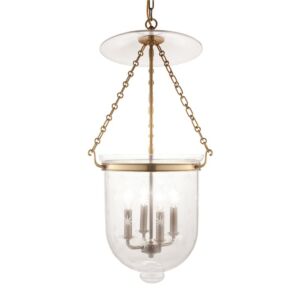 Hampton Four Light Pendant in Aged Brass by Hudson Valley