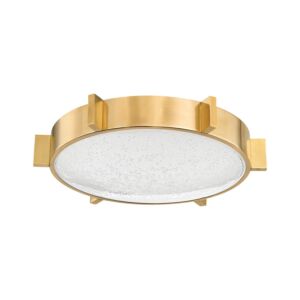 Ansonia 1-Light LED Flush Mount Ceiling Light in Vintage Brass