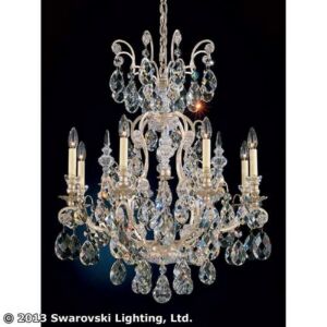 Renaissance Nine Light Chandelier in Antique Silver by Schonbek