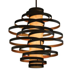 Vertigo Three Light Chandelier in Bronze And Gold Leaf by Corbett Lighting