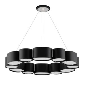 Opal 12 Light Chandelier in Soft Black With Stainless Steel by Corbett Lighting