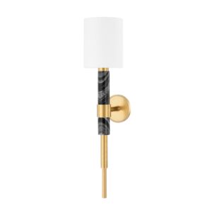 Solstice 1-Light Wall Sconce in Vintage Brass with Black Marble