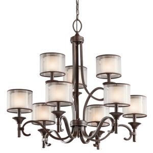 Lacey Nine Light Chandelier in Mission Bronze by Kichler