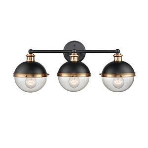 Ellmira Three Light Vanity in Matte Black  Aged Brass by Millennium