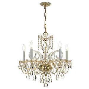 Traditional Crystal Five Light Chandelier in Polished Brass by Crystorama