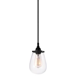 Chelsea One Light Pendant in Satin Black by Sonneman