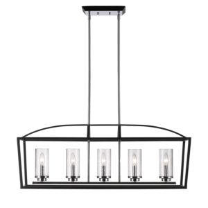 Golden Mercer 5 Light 15 Inch Pendant Light in Black