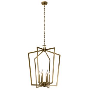 Kichler Abbotswell 6 Light 25 Inch Pendant Light in Natural Brass