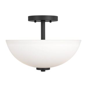 Oslo  Semi Flush Convertible Pendant in Midnight Black by Generation Lighting.