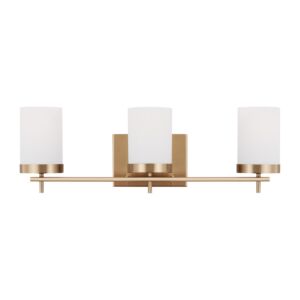 Zire Three Light Bath in Satin Brass by Visual Comfort Studio