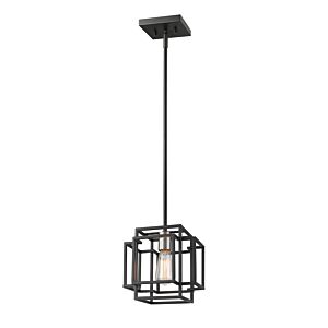 Z-Lite Titania 1-Light Mini Pendant Light In Black With Brushed Nickel