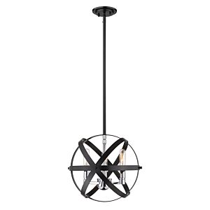 Z-Lite Cavallo 3-Light Pendant Light In Hammered Black With Chrome