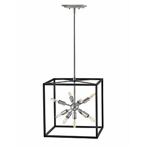 Hinkley Aros 9-Light Pendant In Black With Polished Nickel Accents