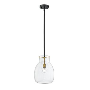 Z-Lite Bella 1-Light Mini Pendant Light In Matte Black With Olde Brass