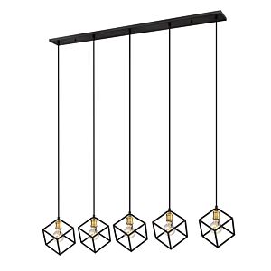 Z-Lite Vertical 5-Light Linear Pendant Light In Bronze With Olde Brass