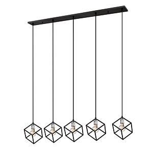 Z-Lite Vertical 5-Light Linear Pendant Light In Matte Black With Brushed Nickel