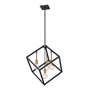 Z-Lite Vertical 4-Light Pendant Light In Bronze With Olde Brass