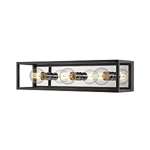 Z-Lite Kube 3-Light Bathroom Vanity Light In Matte Black With Chrome