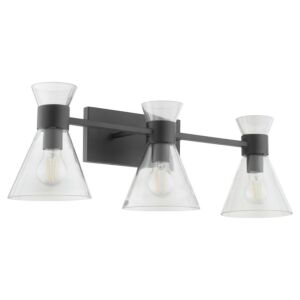 Beldar 3-Light Bathroom Vanity Light in Matte Black w with Clear Glass