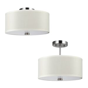 Dayna Shade Pendants Two Light Semi Flush Convertible Pendant in Brushed Nickel by Visual Comfort Studio