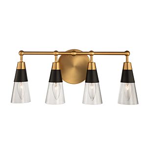 Ponti Four Light Bath in Matte Black New Brass by Kalco