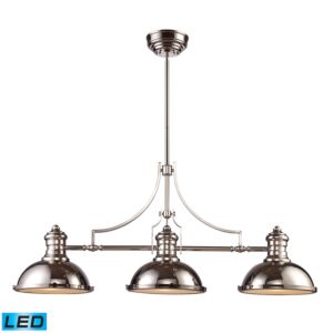 Chadwick 3-Light LED Linear Chandelier in Polished Nickel