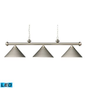 Casual Traditions 3-Light LED Linear Chandelier in Satin Nickel