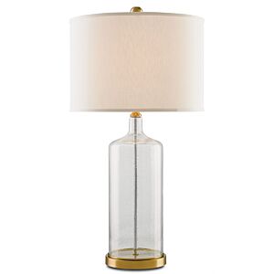 Hazel  Table Lamp in Clear Seeded Glass Brass by Currey and Company