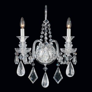 Hamilton Rock Crystal Two Light Wall Sconce in Silver by Schonbek