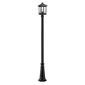 Z-Lite Portland 1-Light Outdoor Post Mounted Fixture Light In Black