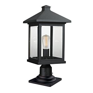 Z-Lite Portland 1-Light Outdoor Pier Mounted Fixture Light In Black