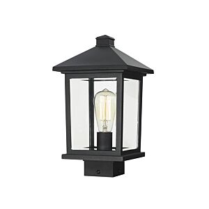 Z-Lite Portland 1-Light Outdoor Post Mount Fixture Light In Black