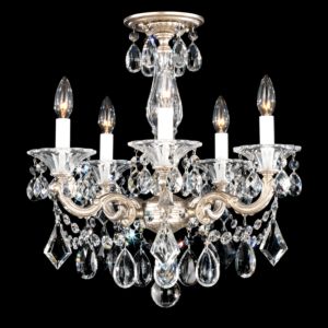 La Scala Five Light Semi Flush Mount in Antique Silver by Schonbek