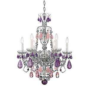 Hamilton Rock Crystal Six Light Chandelier in Silver by Schonbek