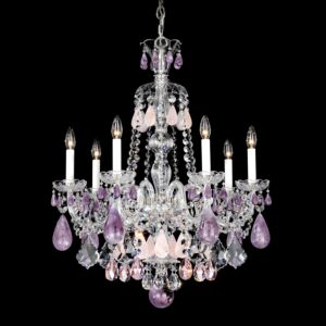 Hamilton Rock Crystal Seven Light Chandelier in Silver by Schonbek