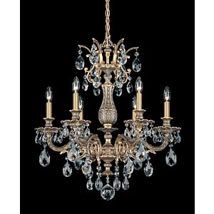 Milano Six Light Chandelier in Antique Silver by Schonbek