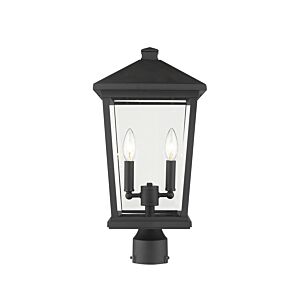 Z-Lite Beacon 2-Light Outdoor Post Mount Fixture Light In Black