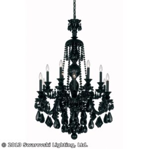 Hamilton 12 Light Chandelier in Jet Black by Schonbek